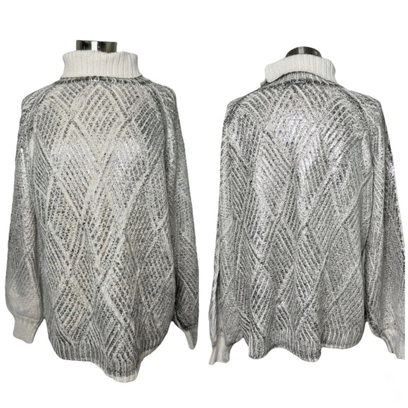 LUMINA Italian Metallic Wool Alpaca Blend Sweater size XL - Picture 10 of 10